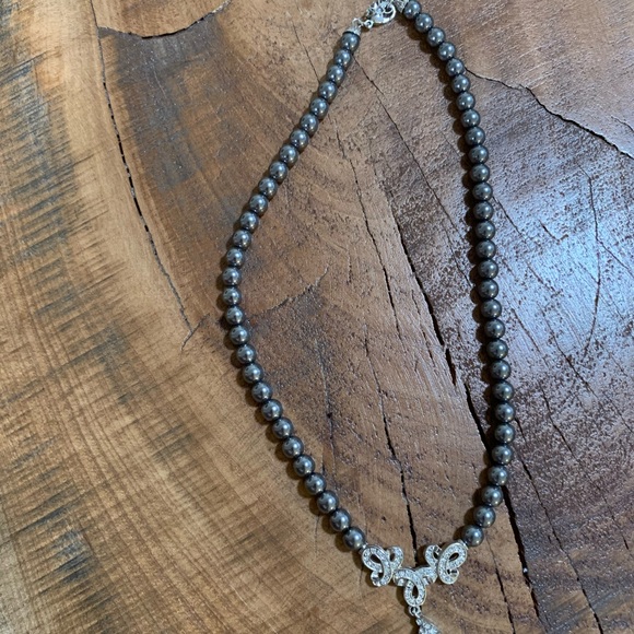 Black Pearl Necklace and Earring Set - free gift with purchase - Picture 3 of 6